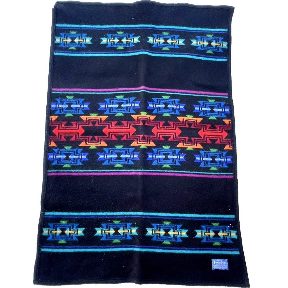 Vtg Pendleton Beaver State Aztec Southwest Wool Blend Saddle Blanket Shawl USA